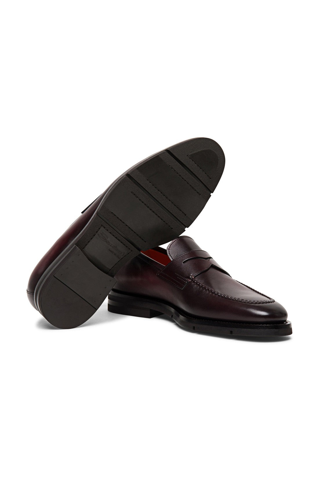 Men’s polished burgundy leather penny loafer