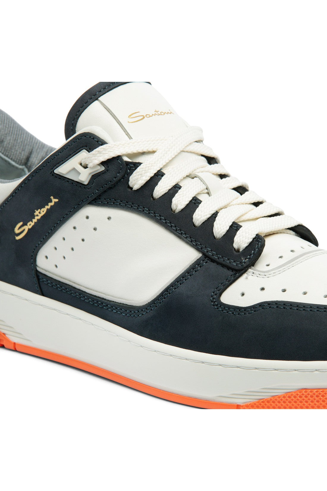 Men’s white and blue leather and nubuck Sneak-Air sneaker