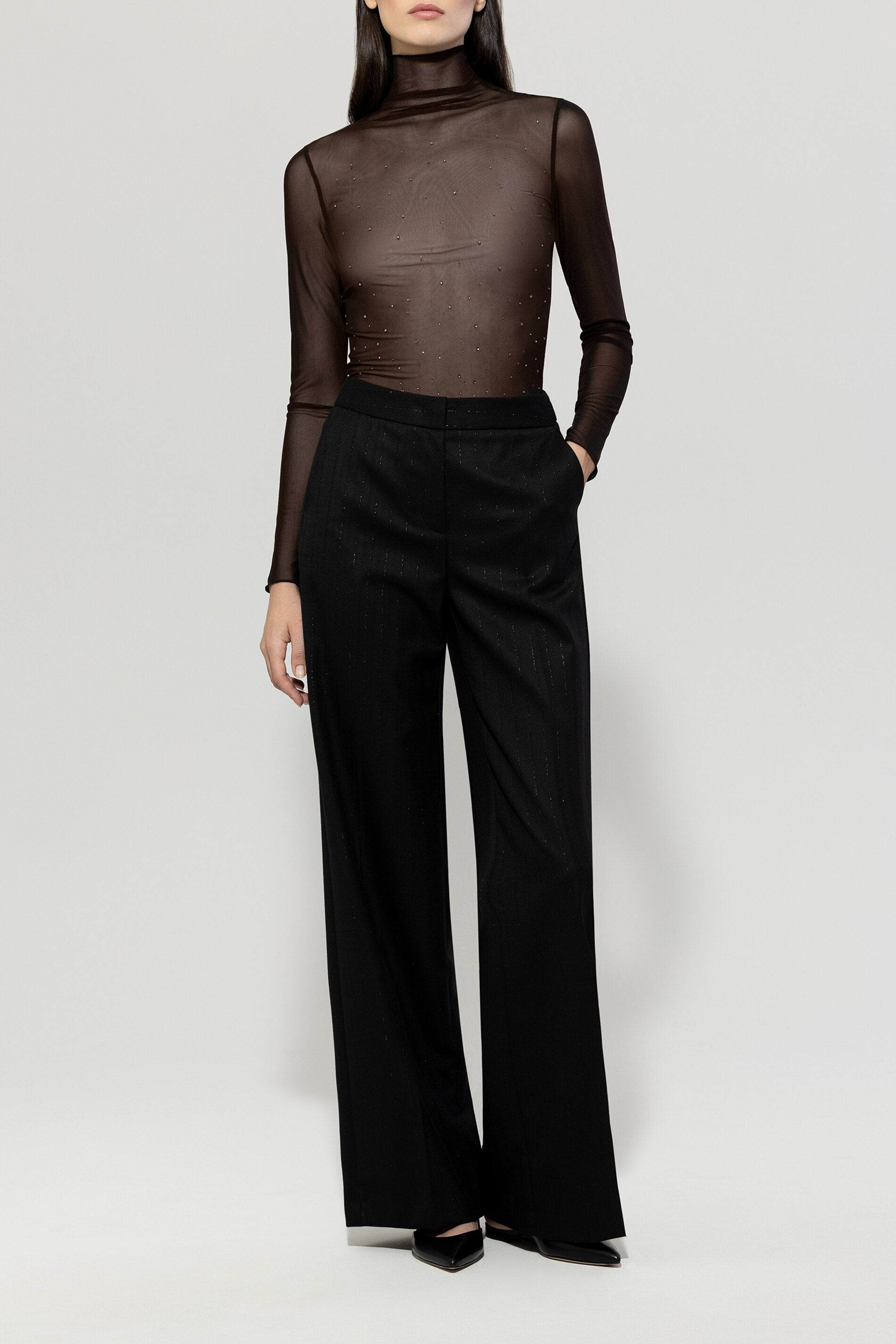 Luisa Cerano-Mesh-Rollkragenshirt-Shirts-Black-Deal-Outlet-by-ARCHIVIST