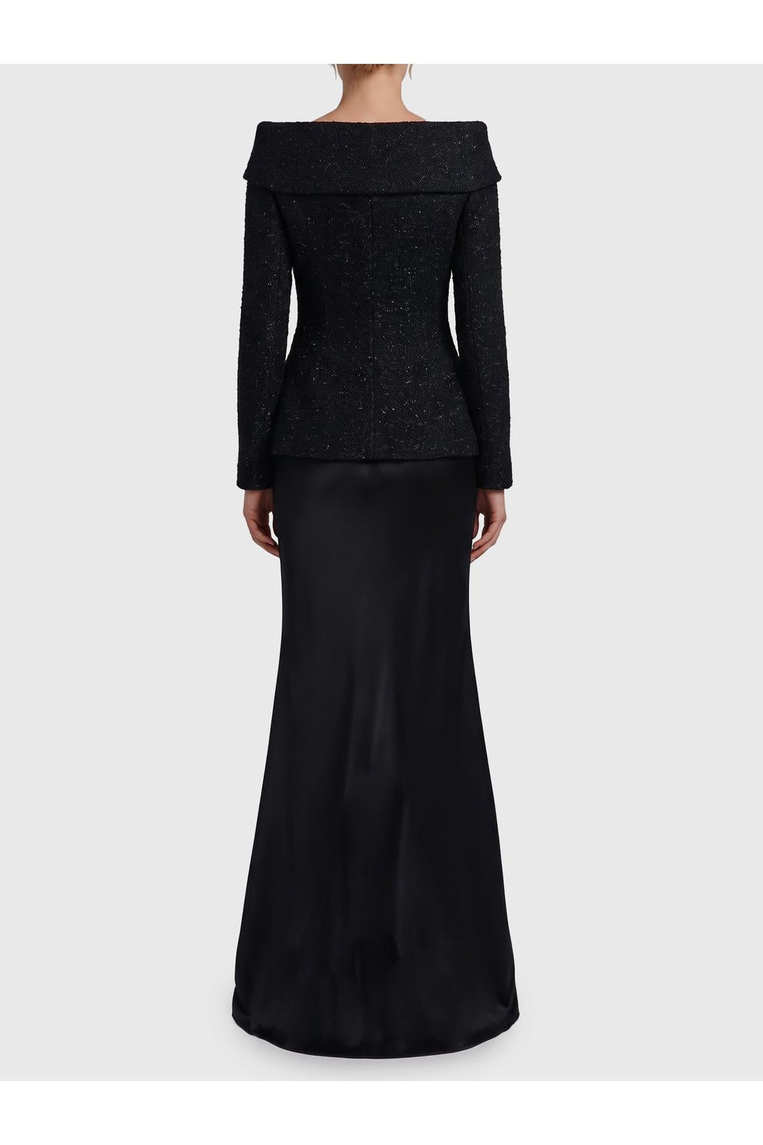 Self Portrait-OUTLET-SALE-Metallic bouclé satin maxi dress-ARCHIVIST