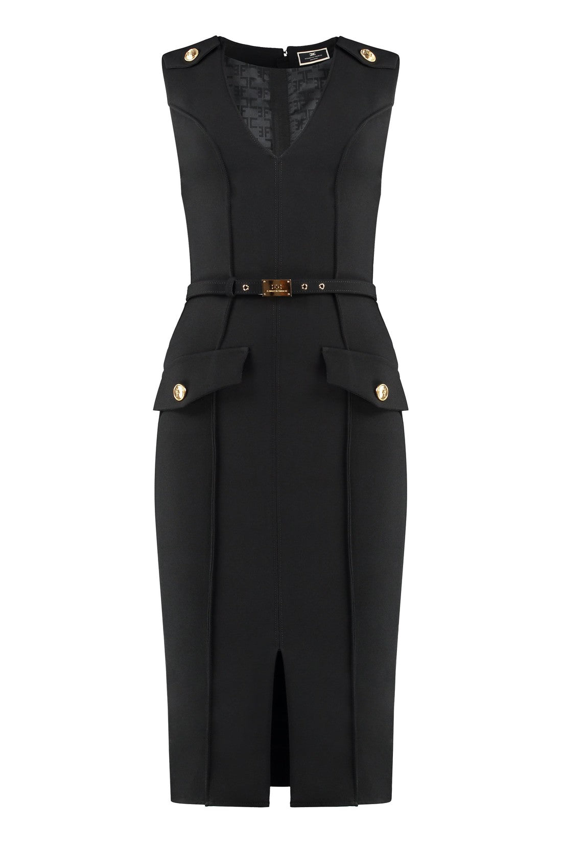 Elisabetta Franchi-OUTLET-SALE-Midi dress with belt-ARCHIVIST