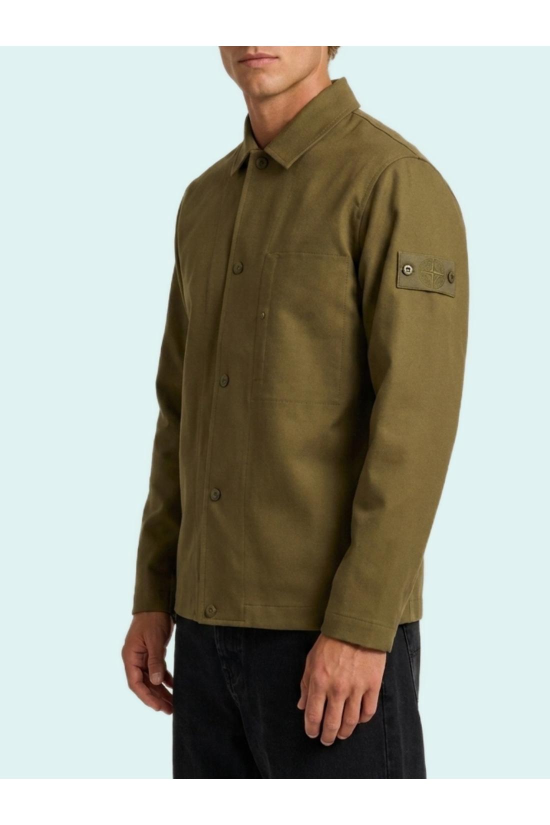 Stone Island-OUTLET-SALE-Military green Ghost overshirt-ARCHIVIST