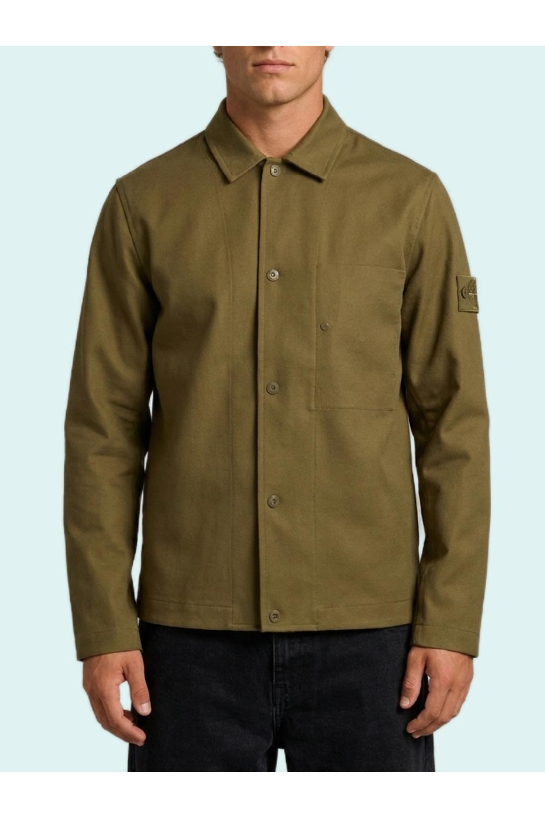 Stone Island-OUTLET-SALE-Military green Ghost overshirt-ARCHIVIST