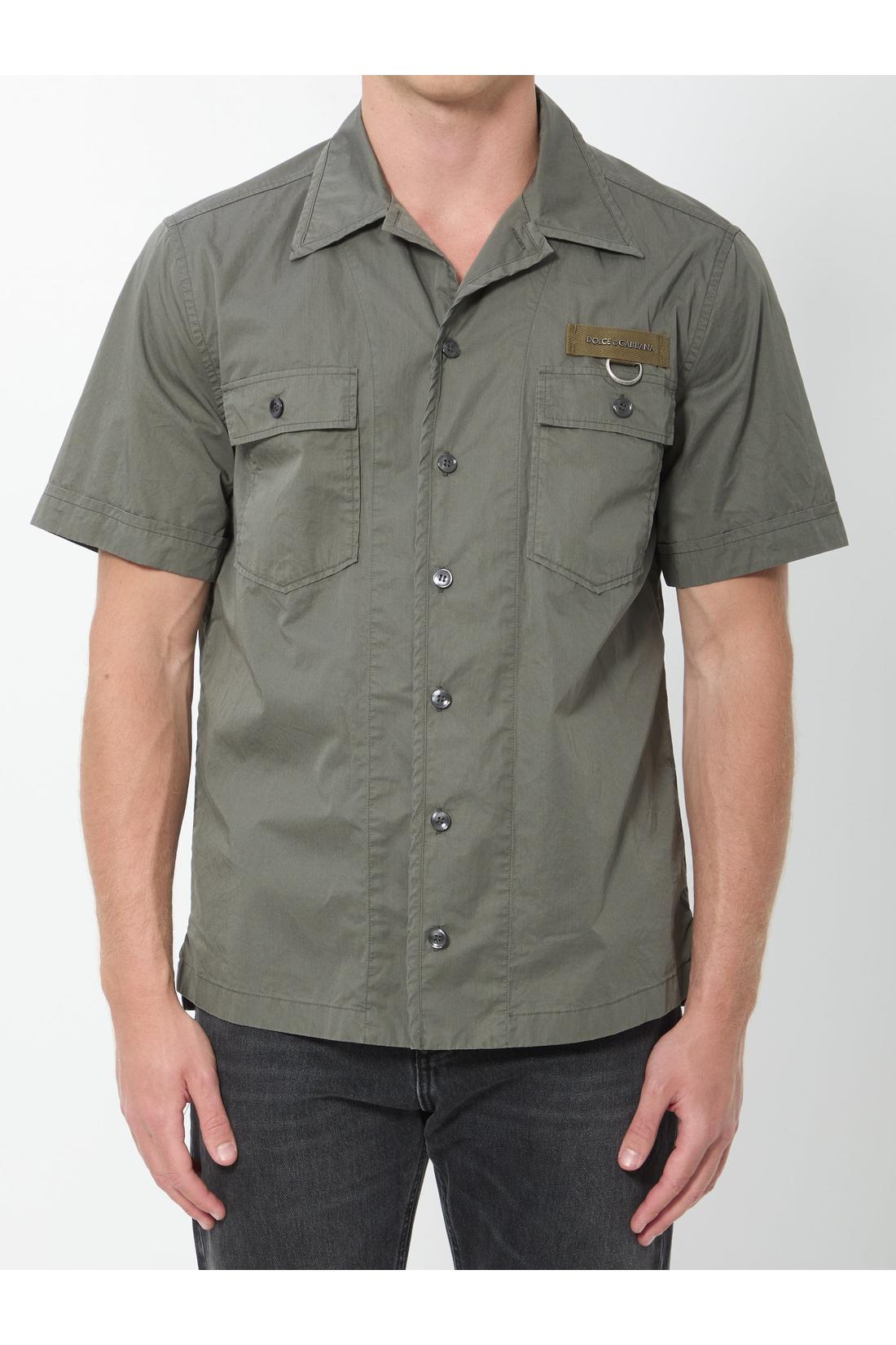 Military green cotton shirt-Shirts-Dolce & Gabbana-OUTLET-39-GRÜN-ARCHIVIST-ARCHIVE-SALE