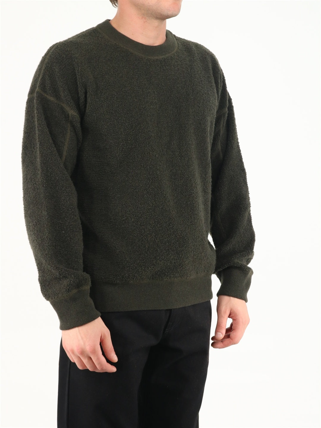 TEN C-OUTLET-SALE-Military green reversible sweater-ARCHIVIST