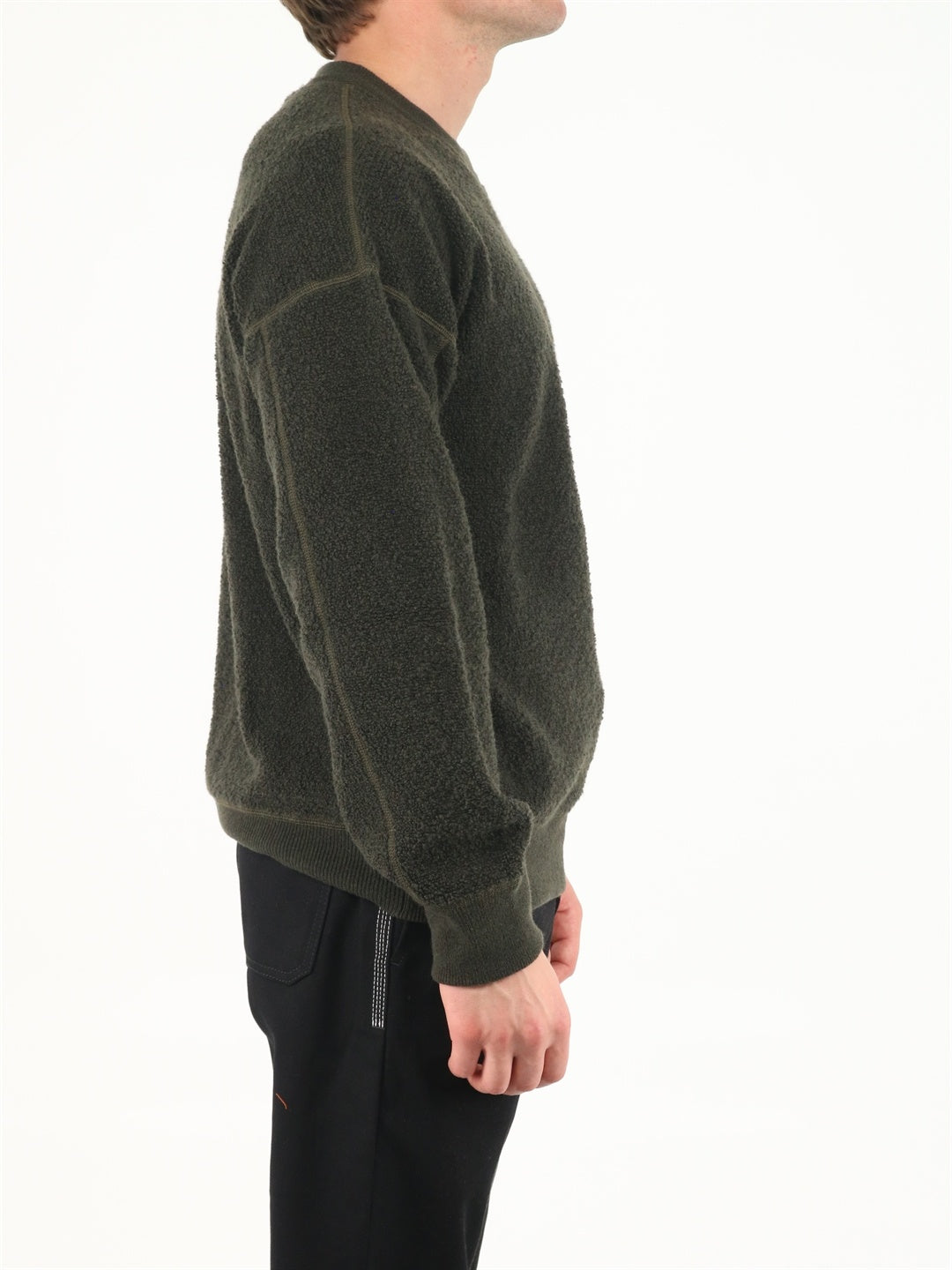 TEN C-OUTLET-SALE-Military green reversible sweater-ARCHIVIST