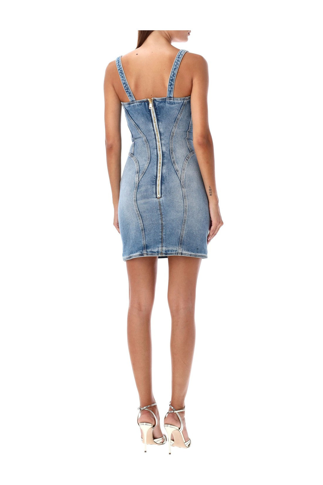 BALMAIN-OUTLET-SALE-Mini denim dress bustier-ARCHIVIST