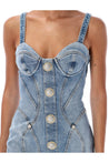 BALMAIN-OUTLET-SALE-Mini denim dress bustier-ARCHIVIST