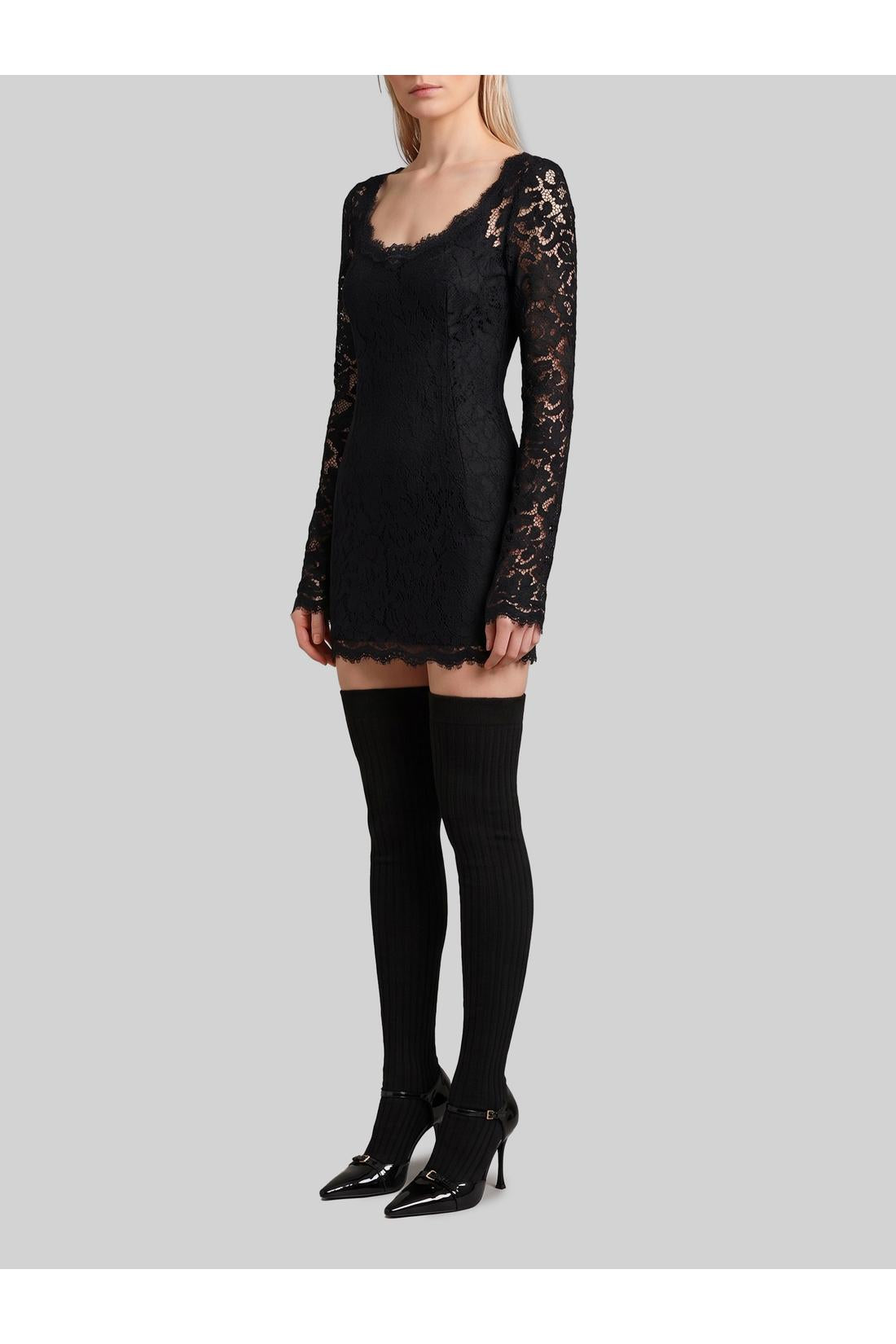 Dolce & Gabbana-OUTLET-SALE-Mini dress in cordonnet lace-ARCHIVIST