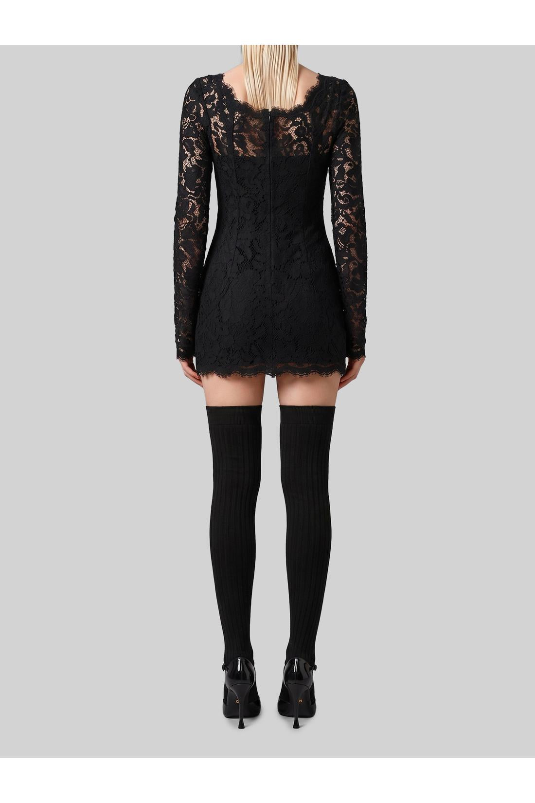 Dolce & Gabbana-OUTLET-SALE-Mini dress in cordonnet lace-ARCHIVIST