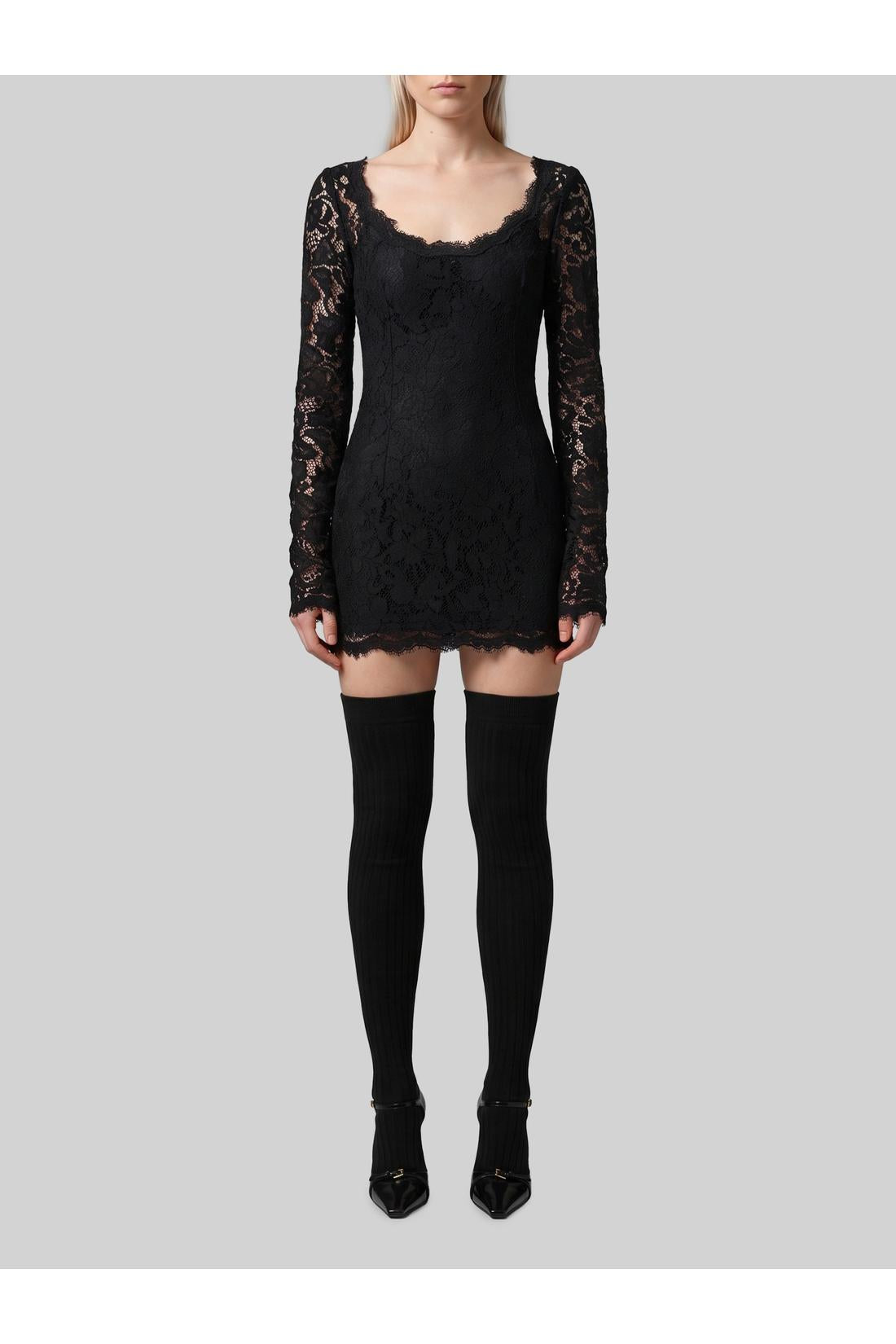 Dolce & Gabbana-OUTLET-SALE-Mini dress in cordonnet lace-ARCHIVIST