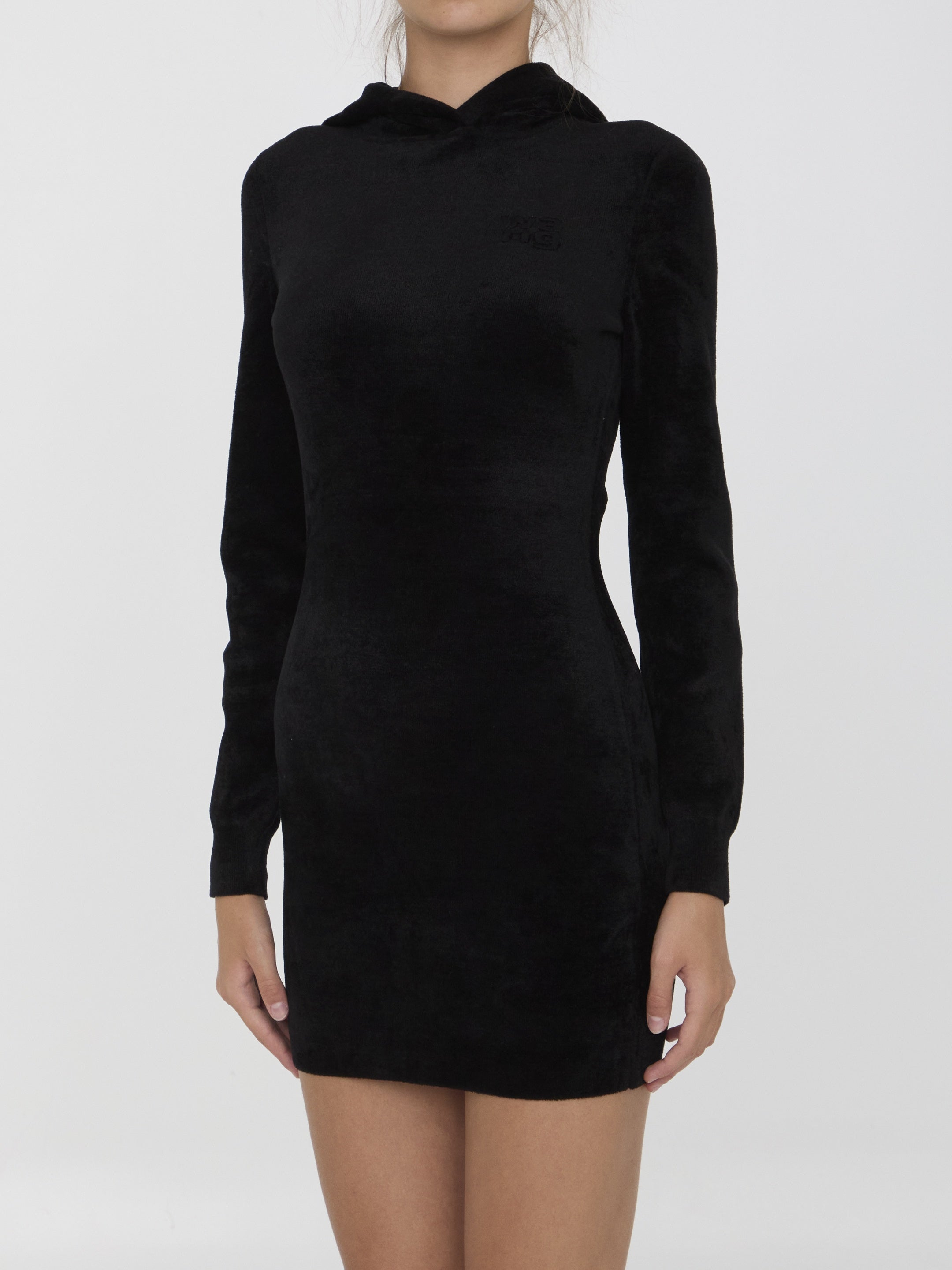 ALEXANDER WANG-OUTLET-SALE-Mini dress with embossed logo-ARCHIVIST