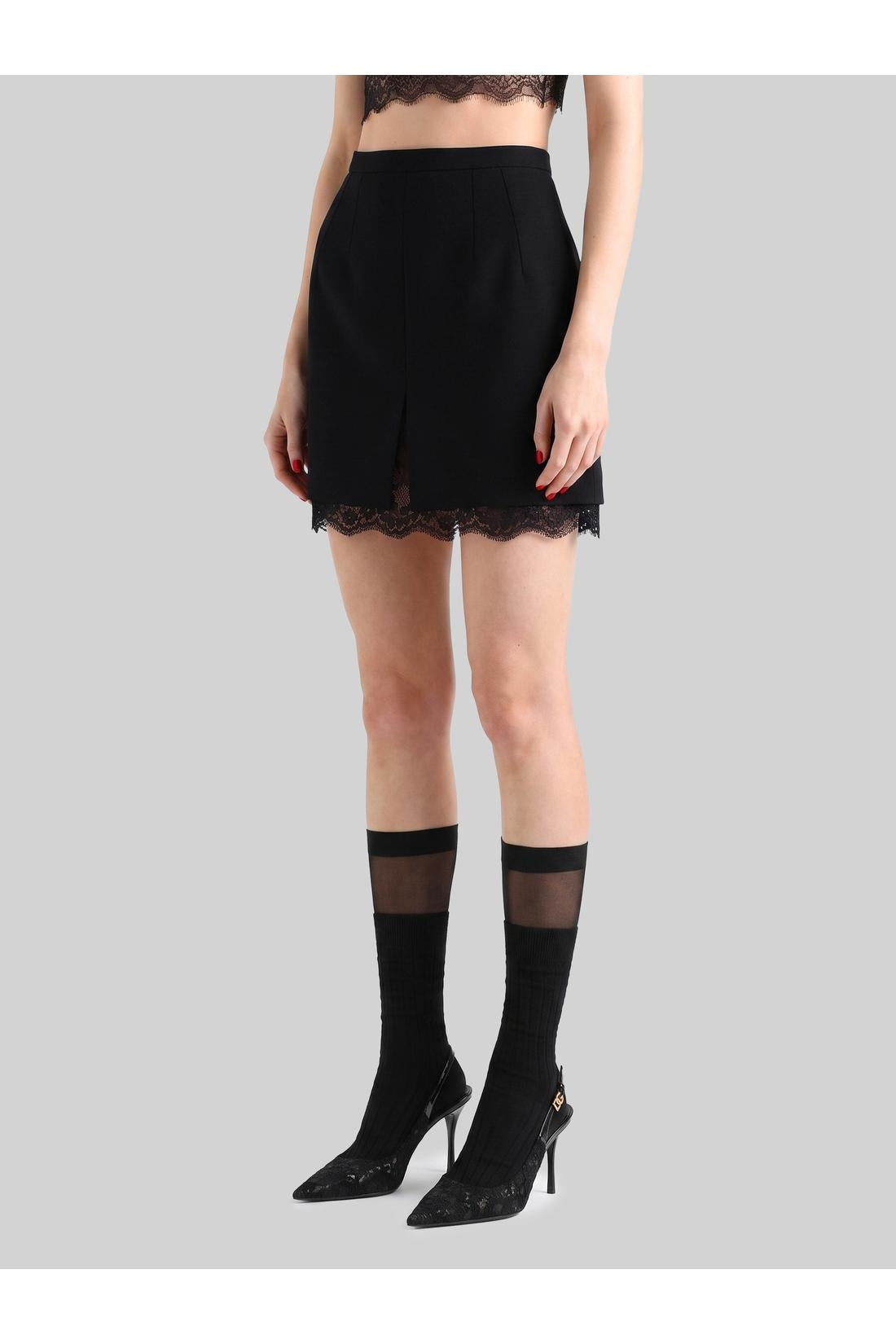Dolce & Gabbana-OUTLET-SALE-Mini skirt in wool double crêpe-ARCHIVIST