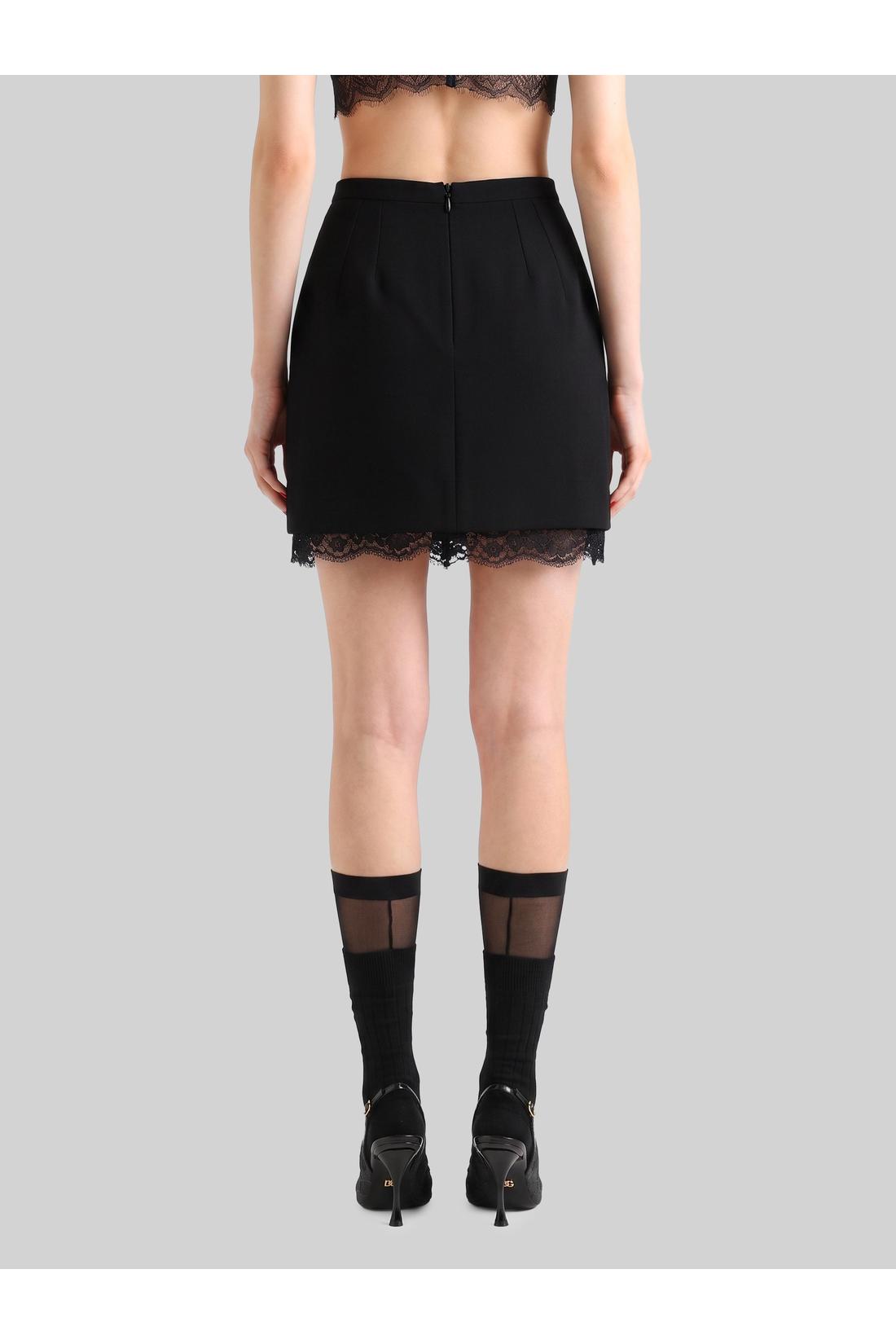 Dolce & Gabbana-OUTLET-SALE-Mini skirt in wool double crêpe-ARCHIVIST