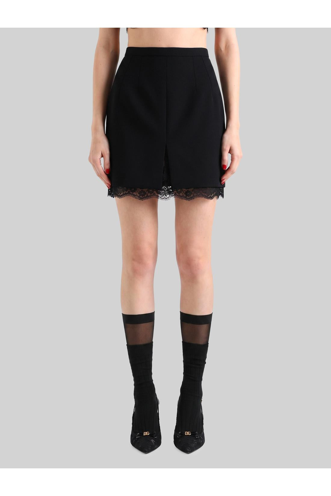 Dolce&gabbana-OUTLET-SALE-Mini skirt in wool double crêpe-ARCHIVIST