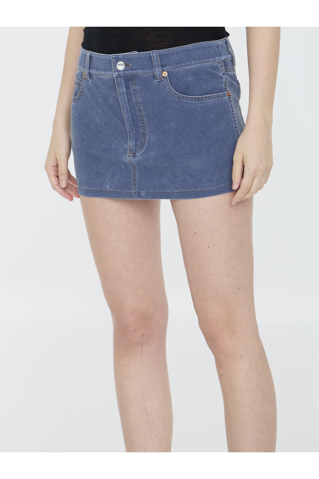 Alexander Wang-OUTLET-SALE-Miniskirt in denim trompe-l'oeil-ARCHIVIST