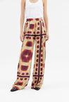 Odeeh-Mirrored Pansies / Foulard Print Hose, Chestnut-Red-Hosen-Black-Deal-Outlet-by-ARCHIVIST