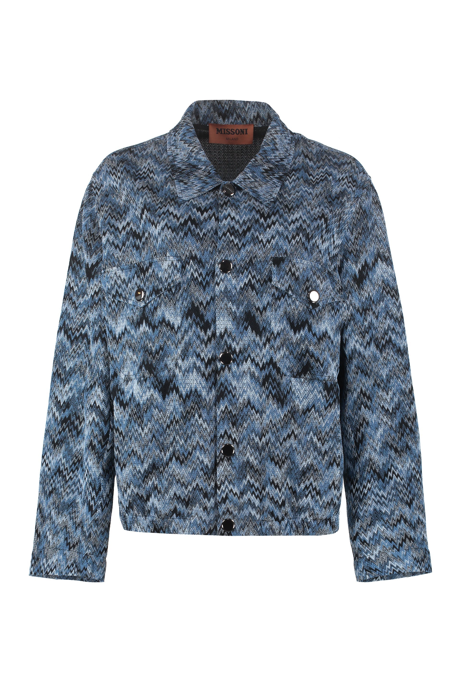 Chevron motif knitted jacket
