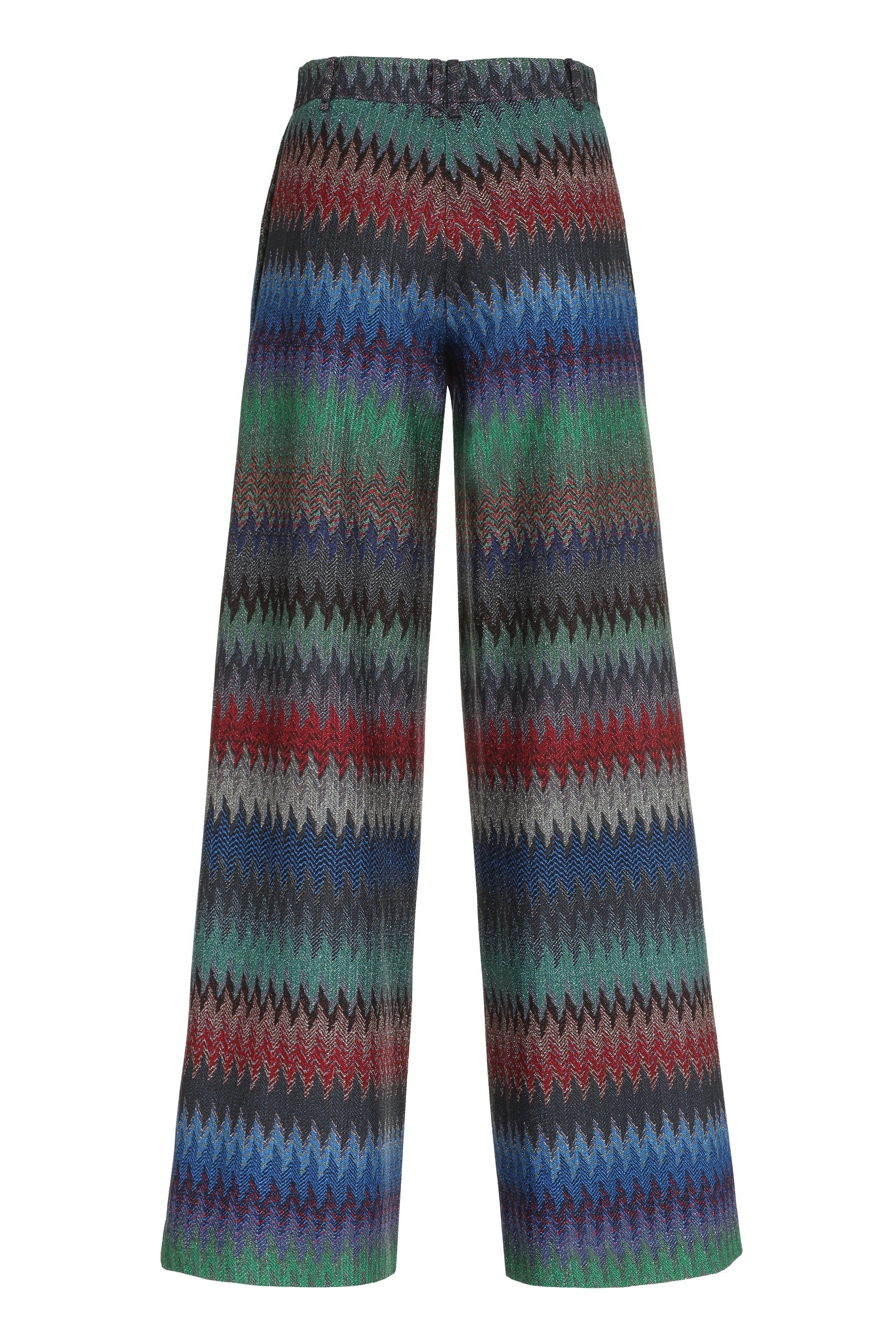 Lurex chevron knitted palazzo trousers