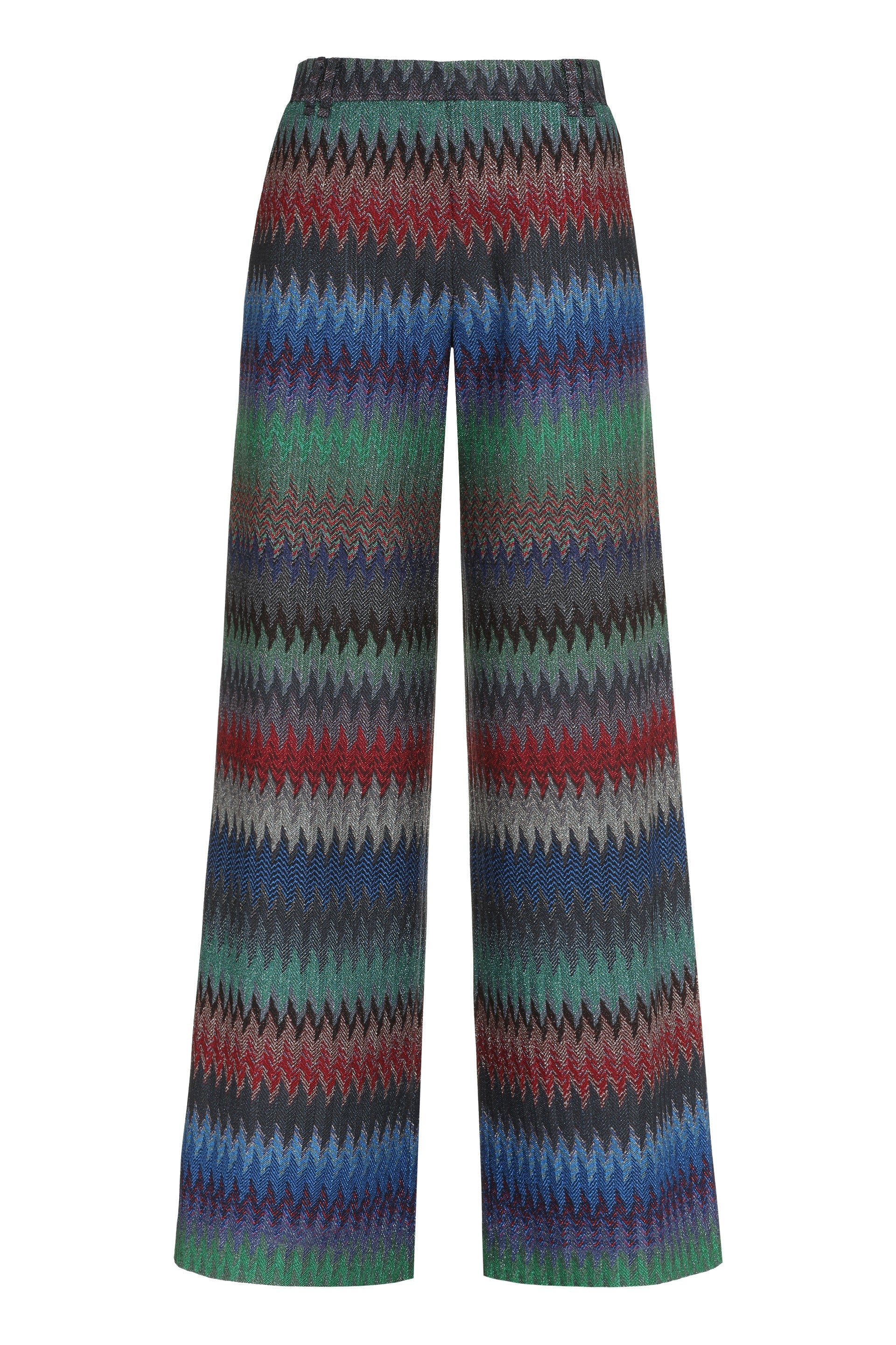 Lurex chevron knitted palazzo trousers