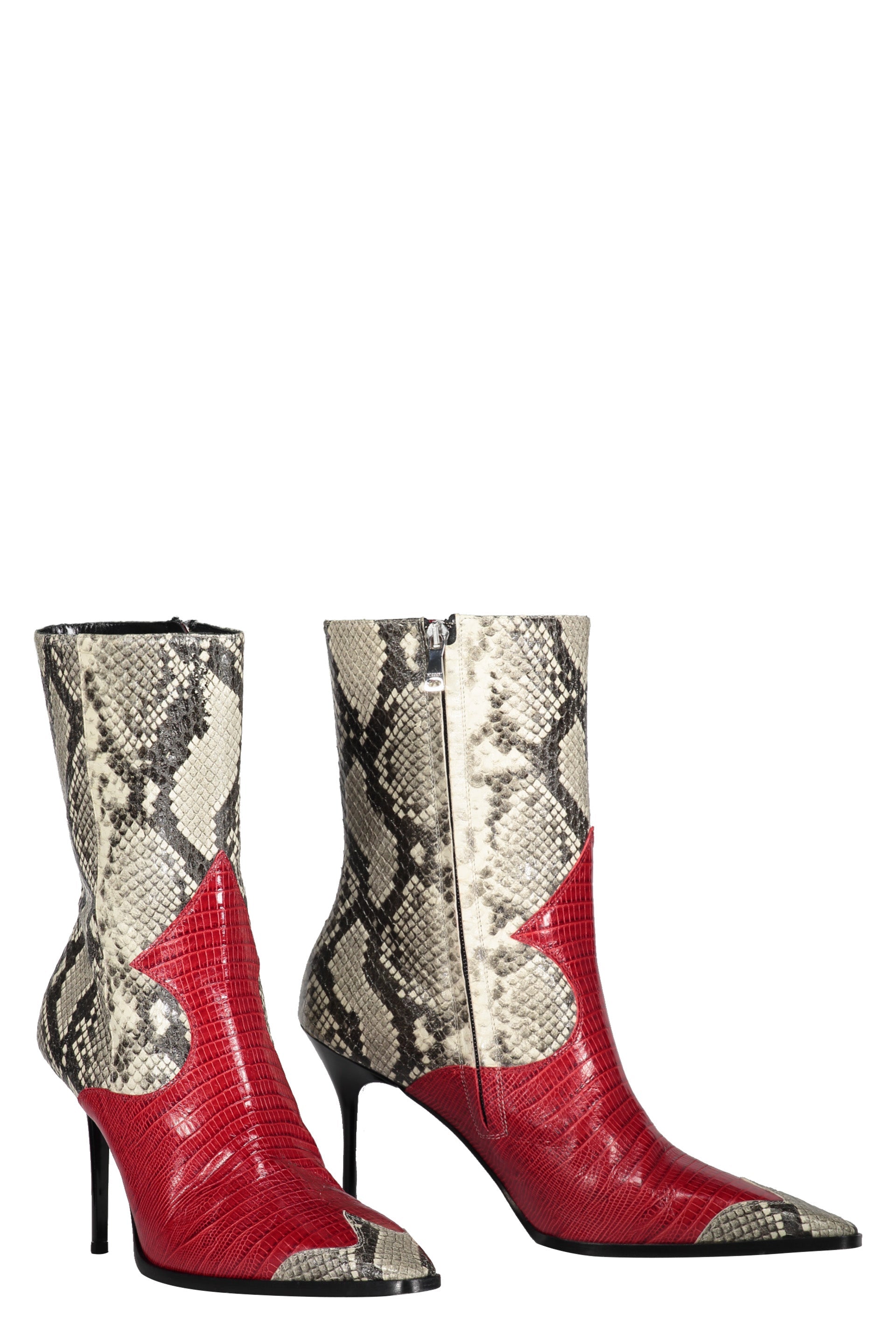 Snakeskin print heels ankle boots