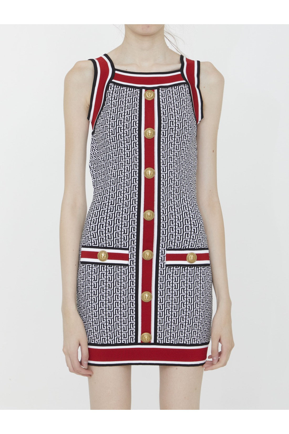 BALMAIN-OUTLET-SALE-Monogram knit dress-ARCHIVIST