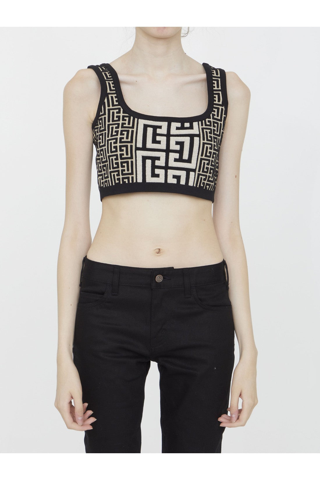 BALMAIN-OUTLET-SALE-Monogram knit top-ARCHIVIST