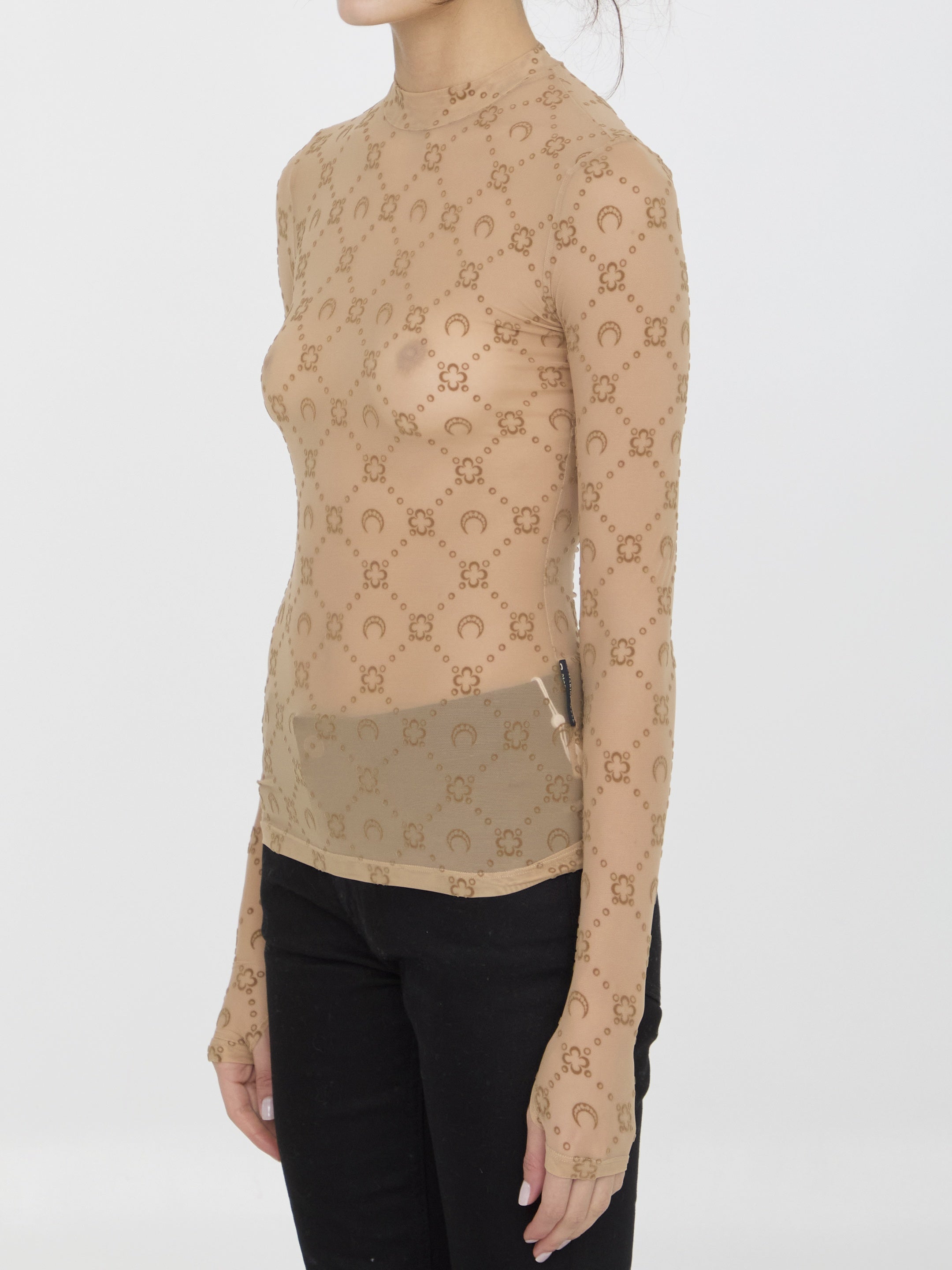 MARINE SERRE-OUTLET-SALE-Monogram mesh flock top-ARCHIVIST