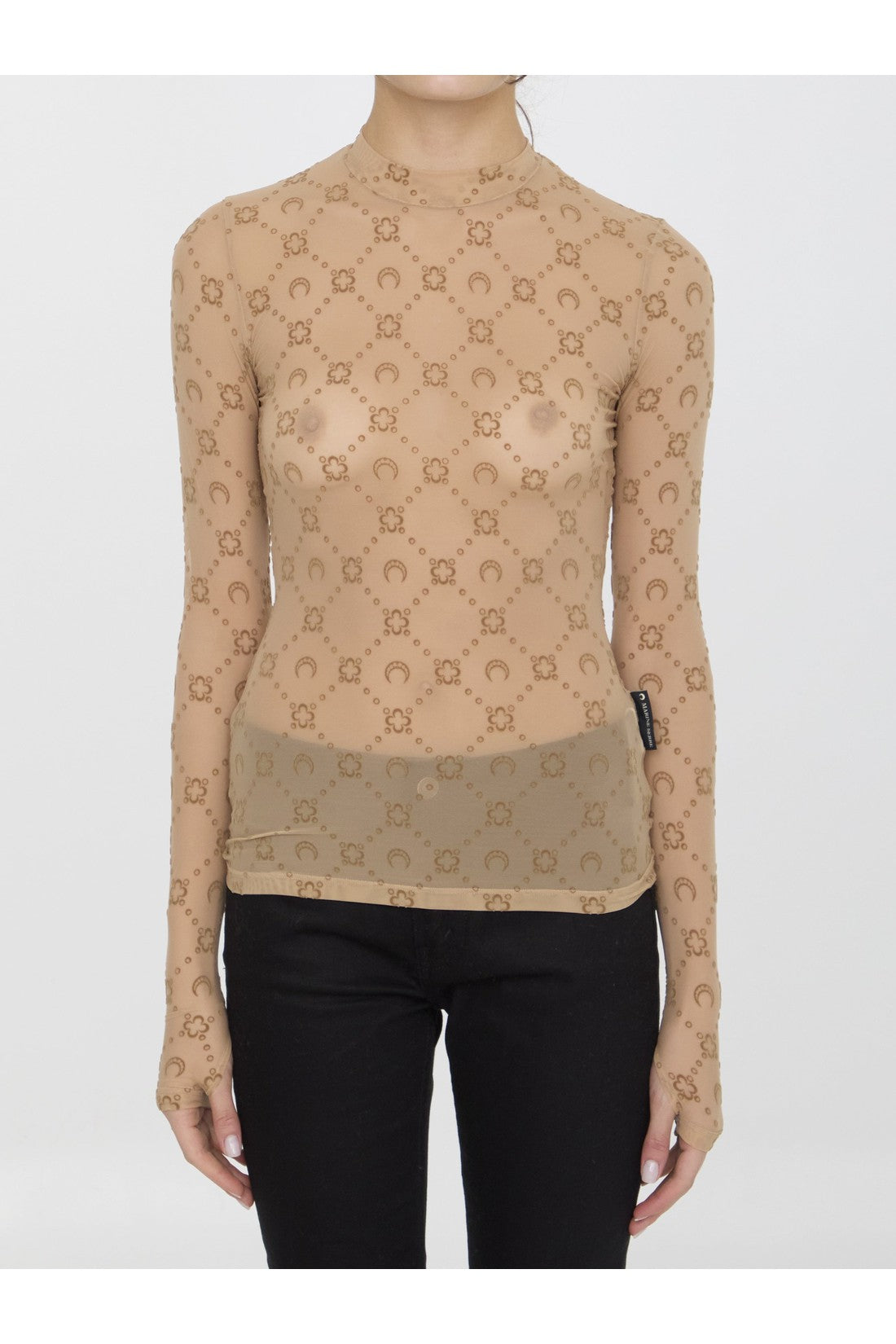 MARINE SERRE-OUTLET-SALE-Monogram mesh flock top-ARCHIVIST