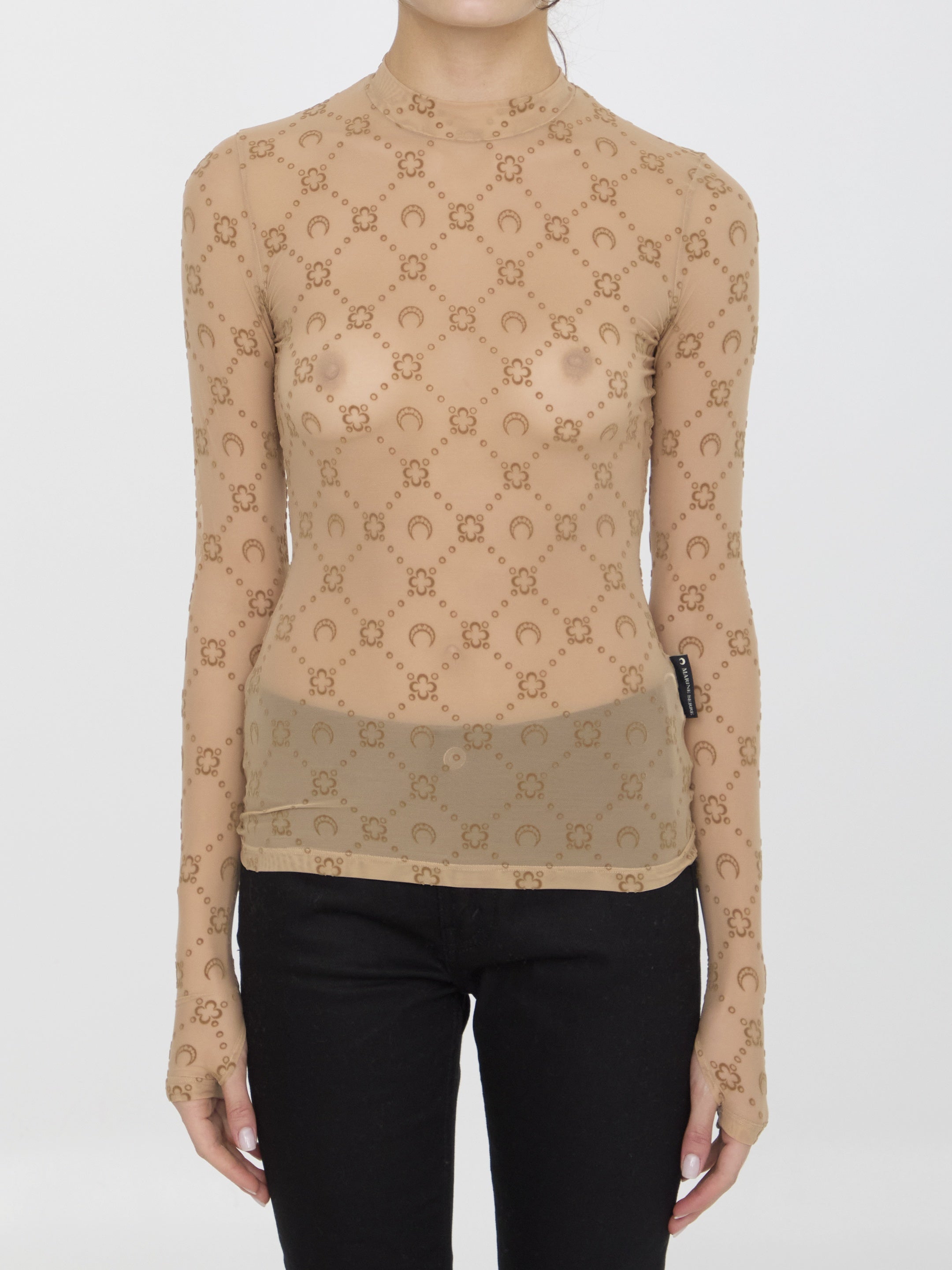 MARINE SERRE-OUTLET-SALE-Monogram mesh flock top-ARCHIVIST