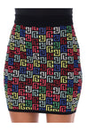 BALMAIN-OUTLET-SALE-Monogram multicolor mini skirt-ARCHIVIST