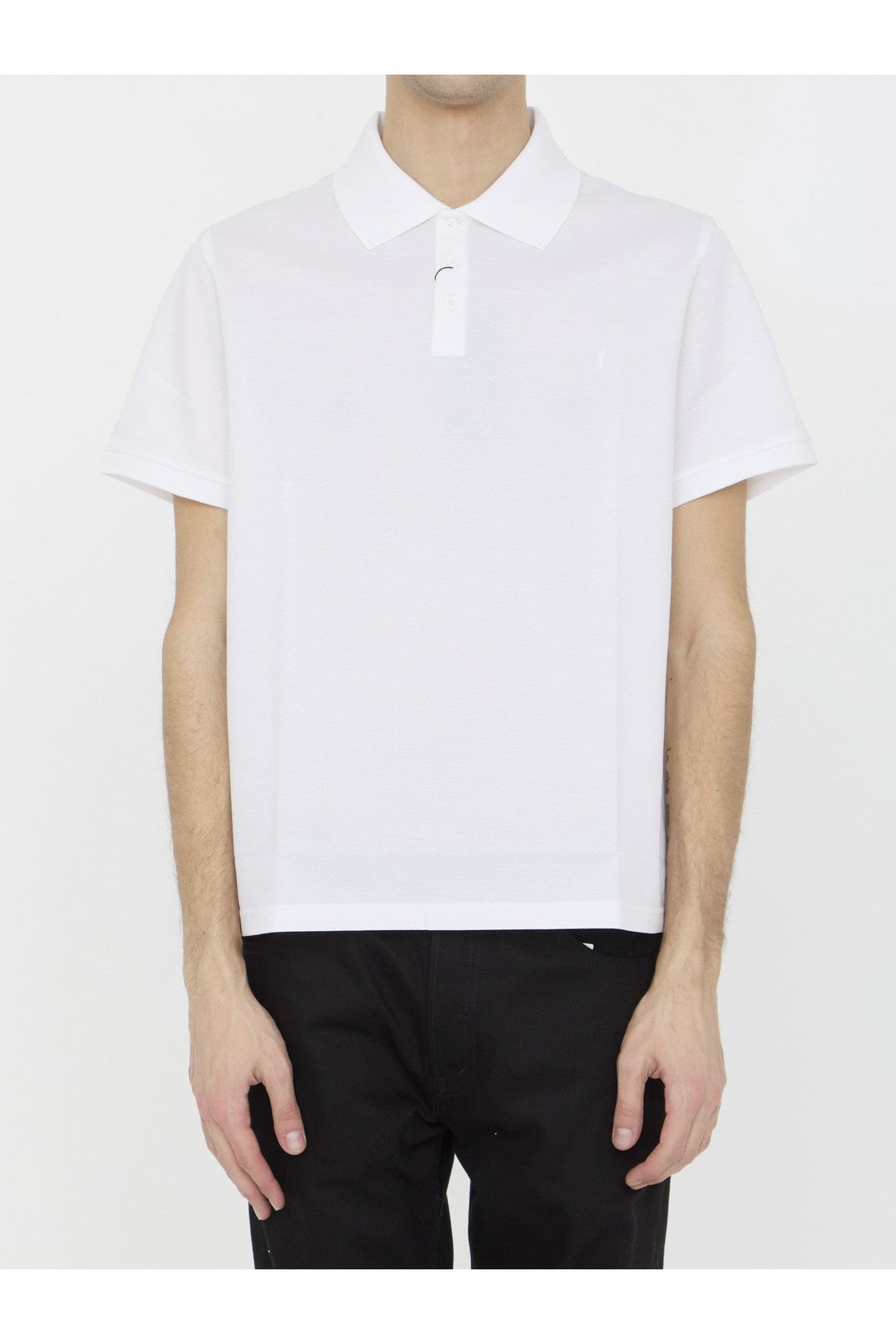 SAINT LAURENT-OUTLET-SALE-Monogram polo shirt-ARCHIVIST