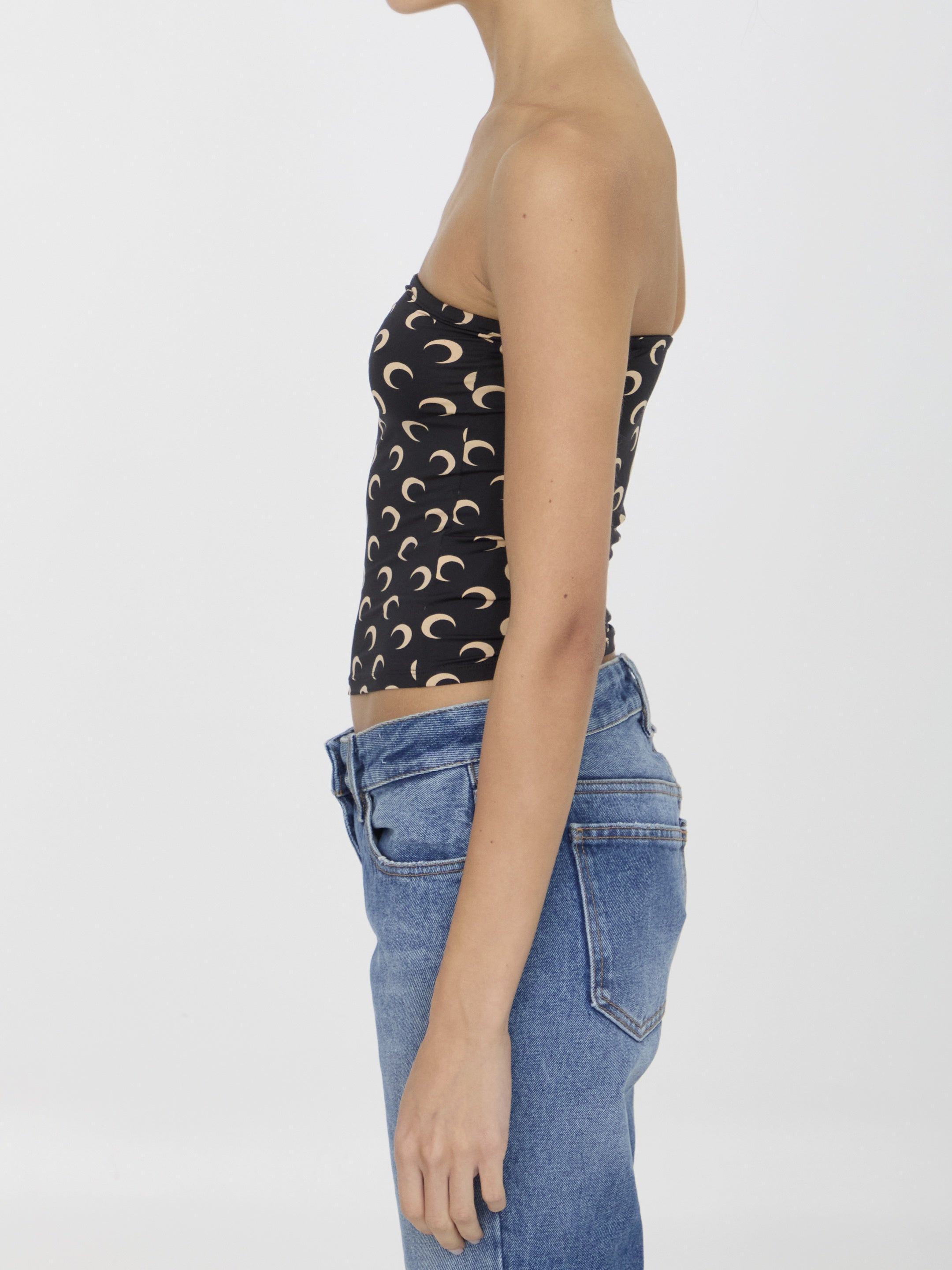 MARINE SERRE-OUTLET-SALE-Moon printed tube top-ARCHIVIST