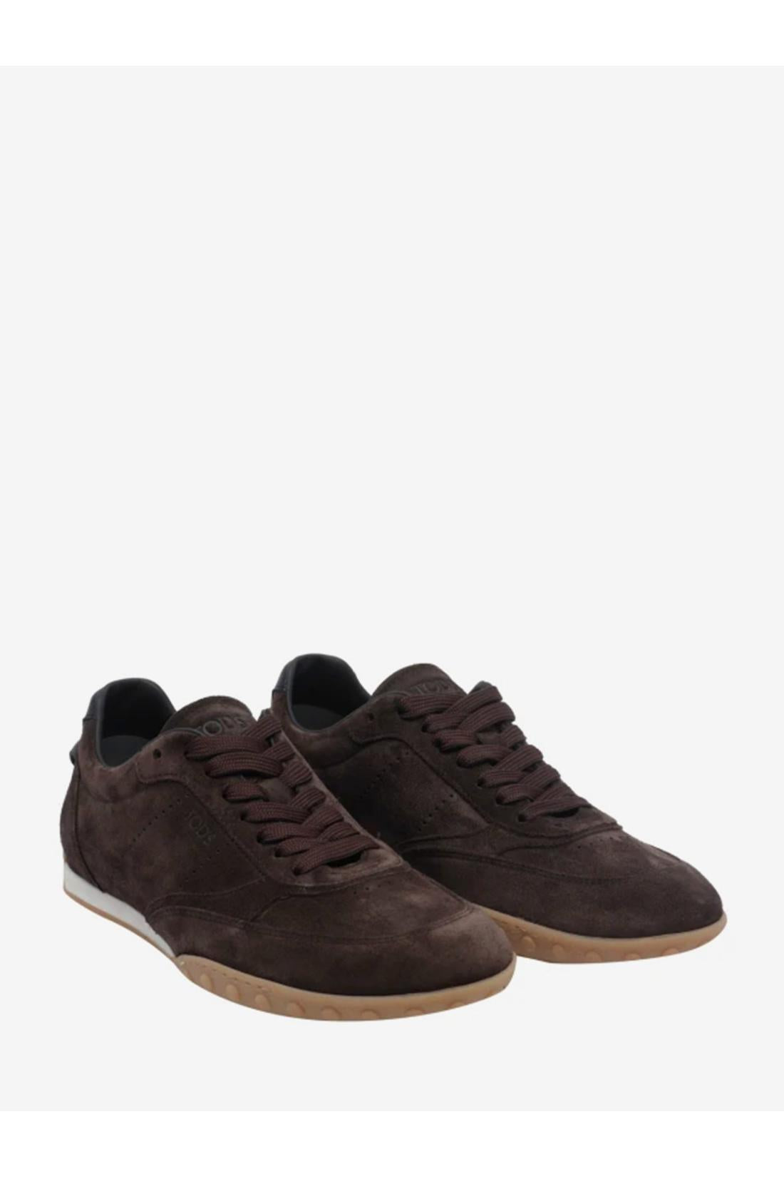 Tod'S-OUTLET-SALE-Moor brown suede sneakers-ARCHIVIST