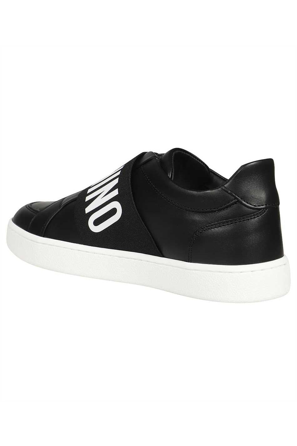 Logo detail leather sneakers-Moschino-OUTLET-SALE-ARCHIVIST