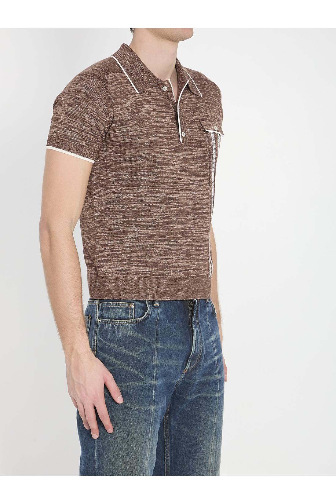 Versace-OUTLET-SALE-Mouliné knit polo shirt-ARCHIVIST