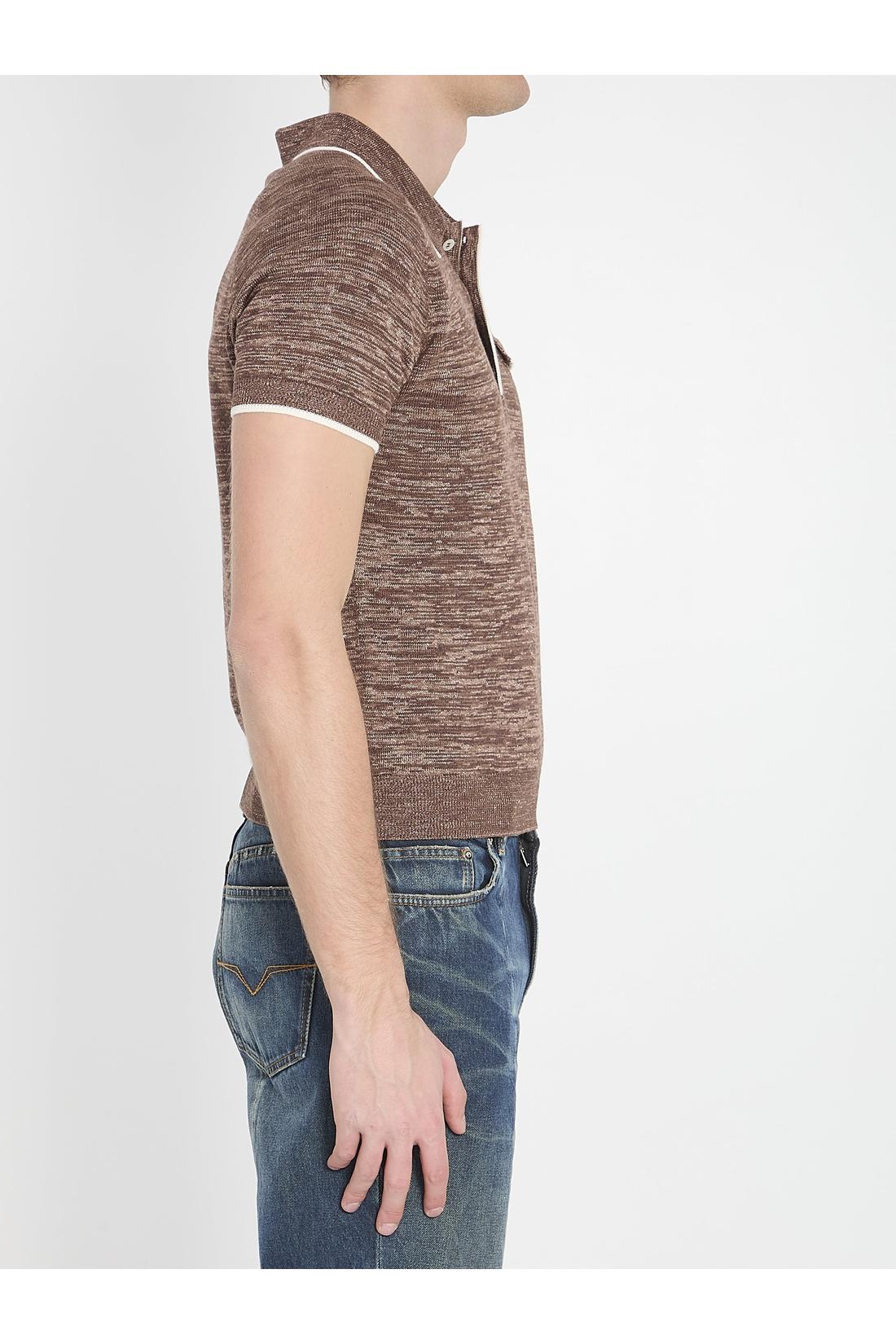 Versace-OUTLET-SALE-Mouliné knit polo shirt-ARCHIVIST