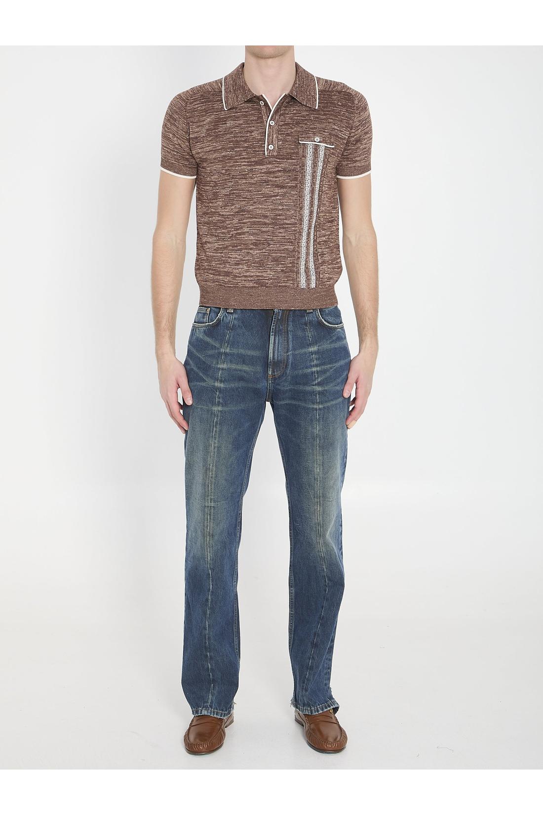 Versace-OUTLET-SALE-Mouliné knit polo shirt-ARCHIVIST