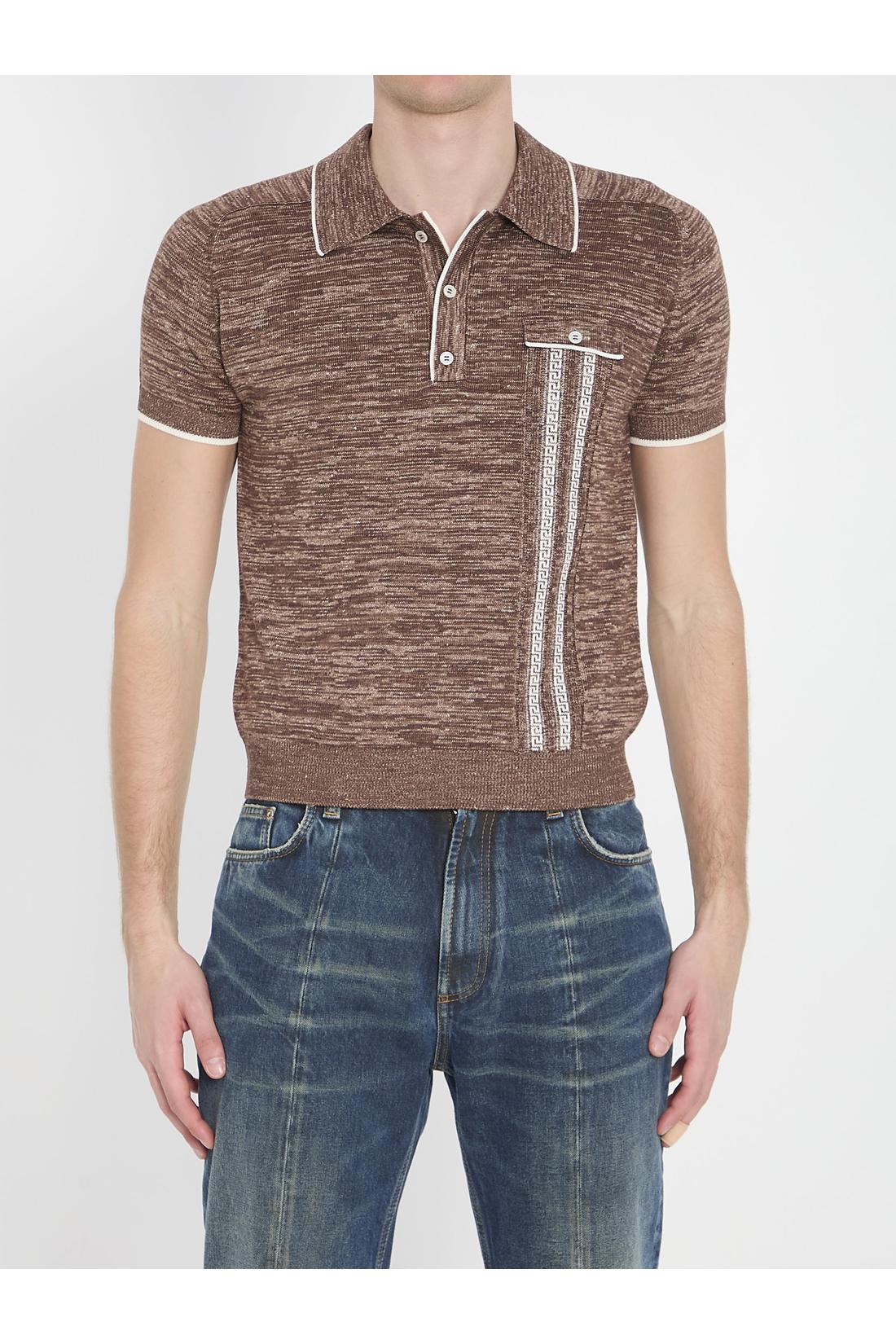 Versace-OUTLET-SALE-Mouliné knit polo shirt-ARCHIVIST