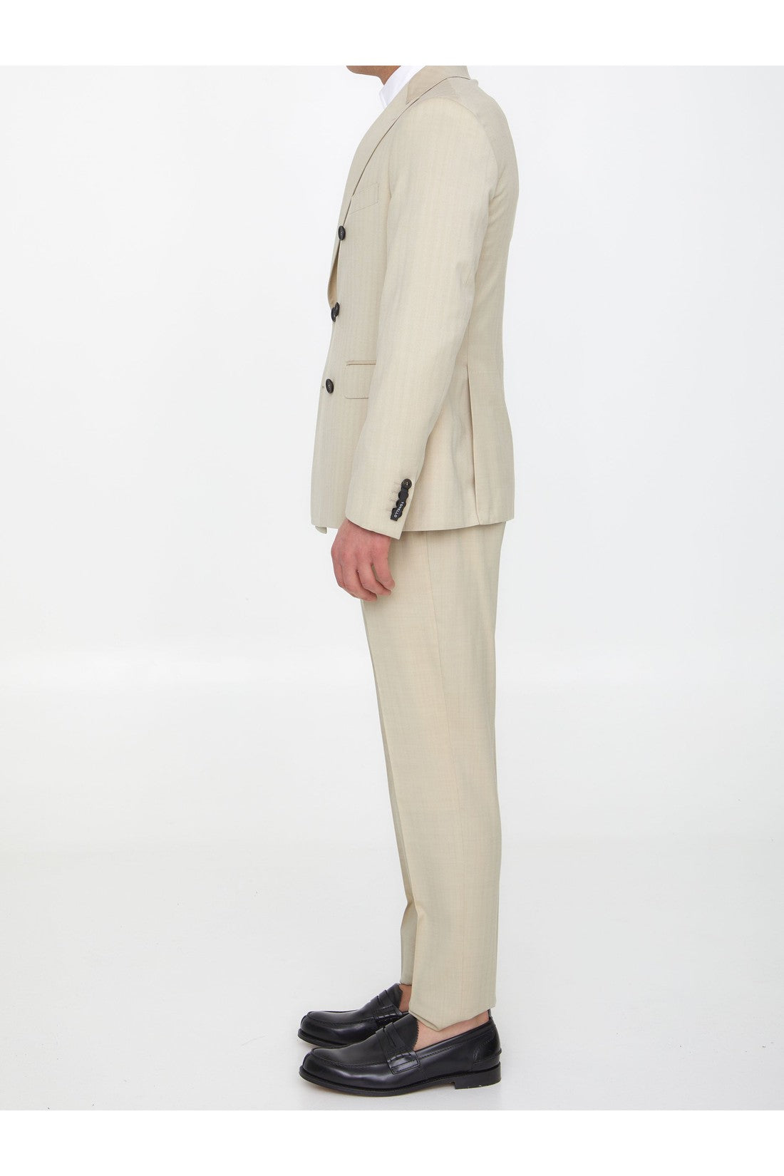 Sand-colored wool two-piece suit
