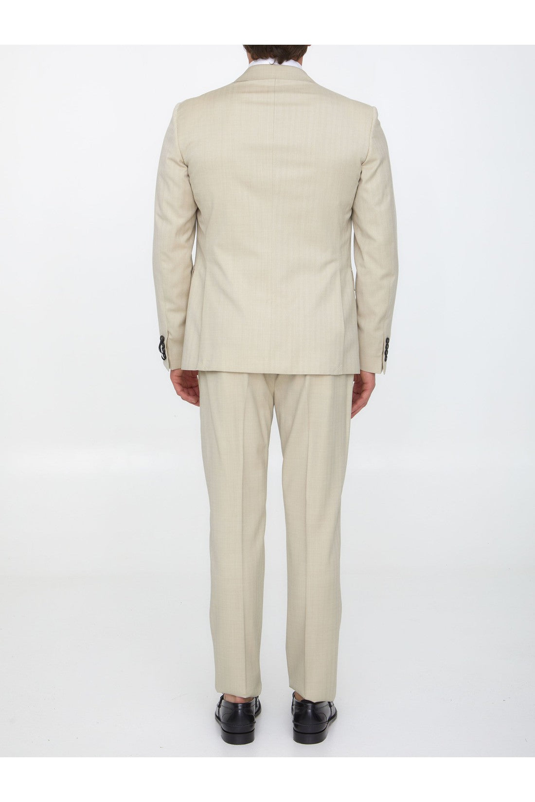 Sand-colored wool two-piece suit