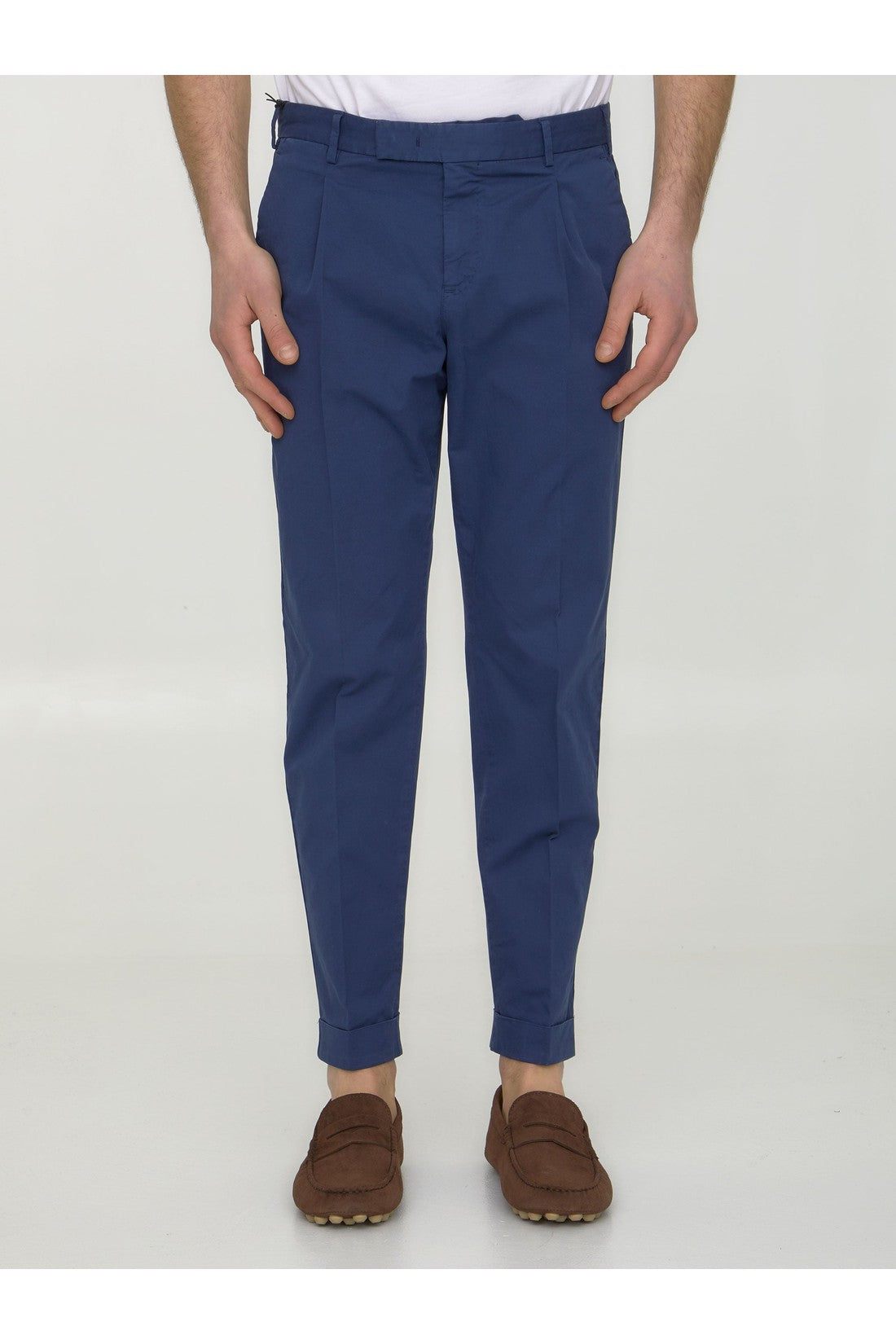 Blue gabardine trousers