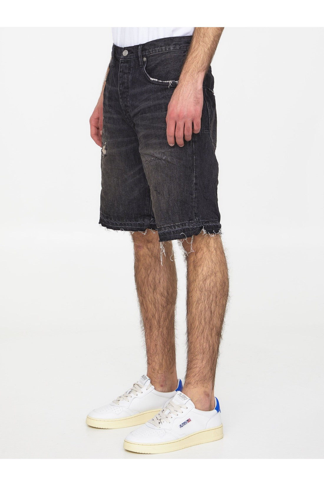 Black denim bermuda shorts