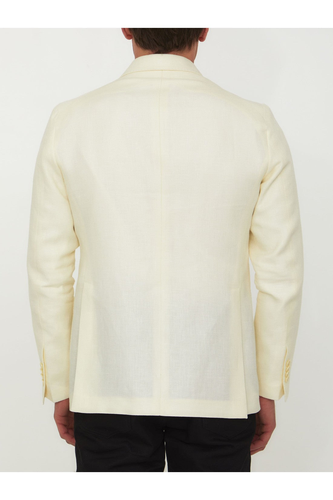 Cream-colored double-breasted jacket
