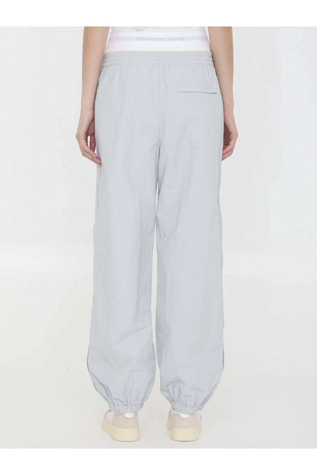 Track pants with pre-styled underwear