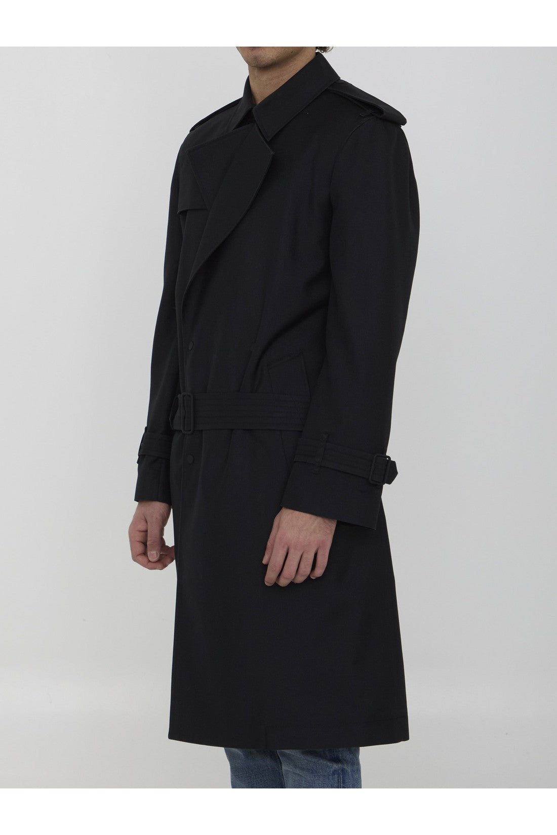 Long trench coat in silk blend