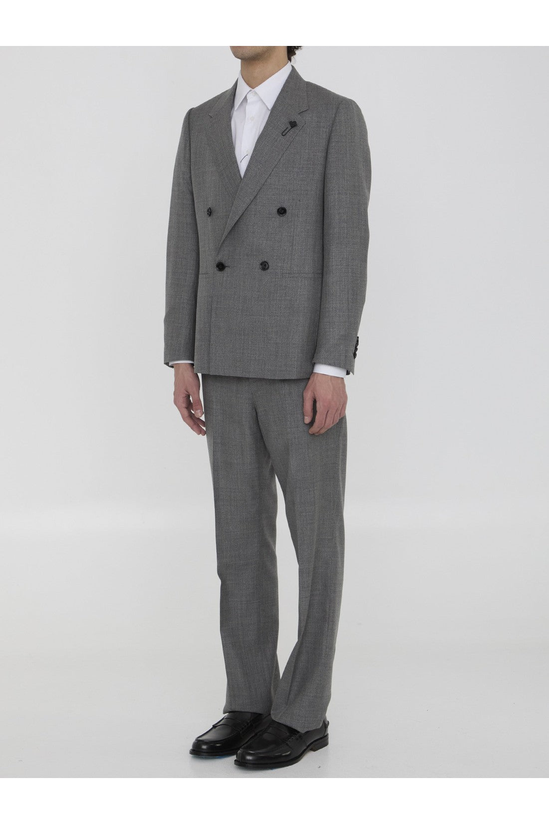 Two-piece suit in wool and silk