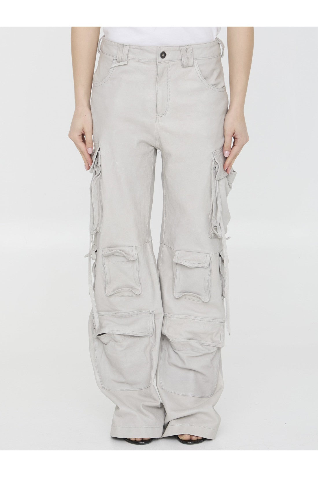 Leather cargo pants