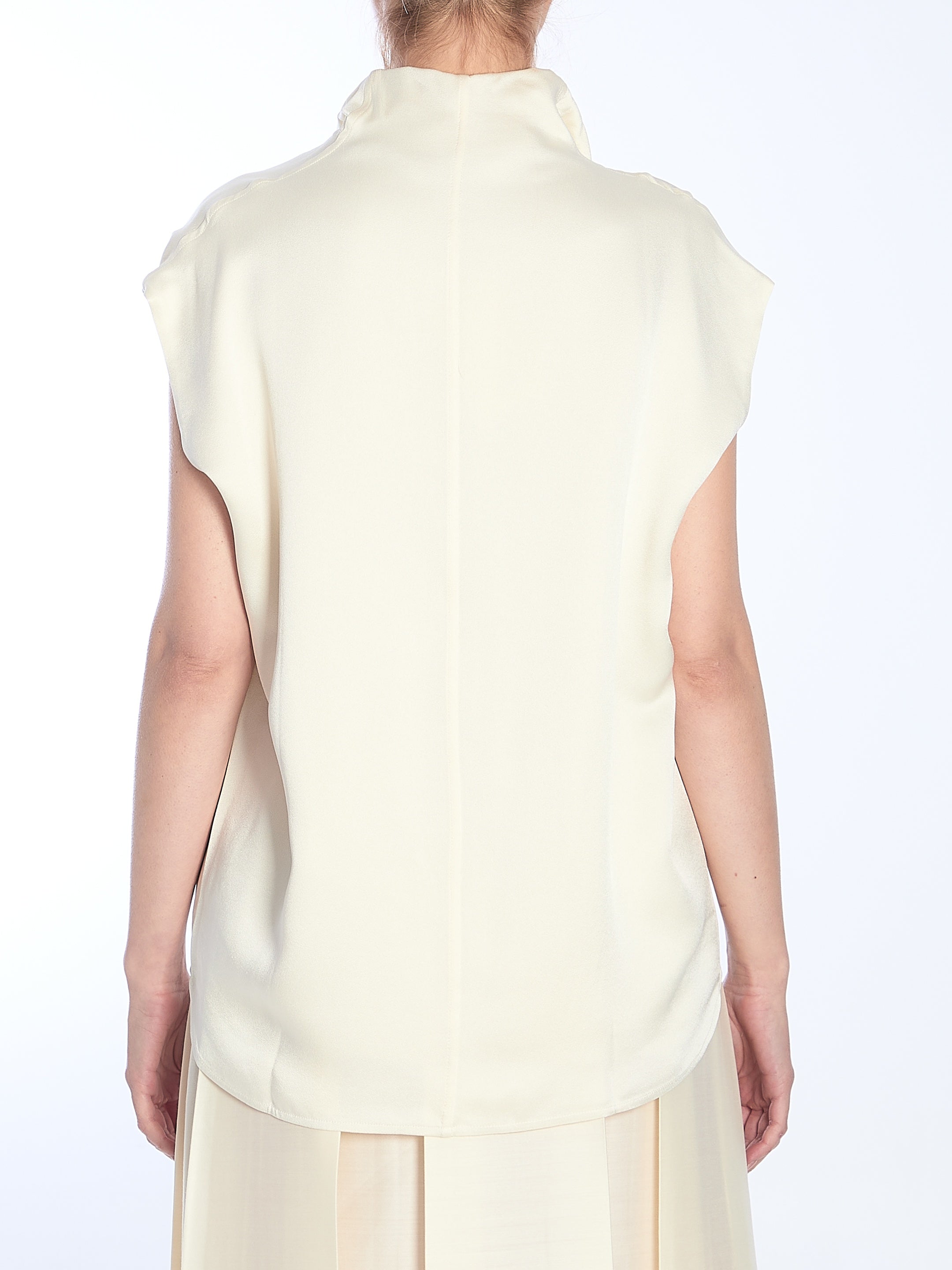 Ivory Collared Sleveless Top