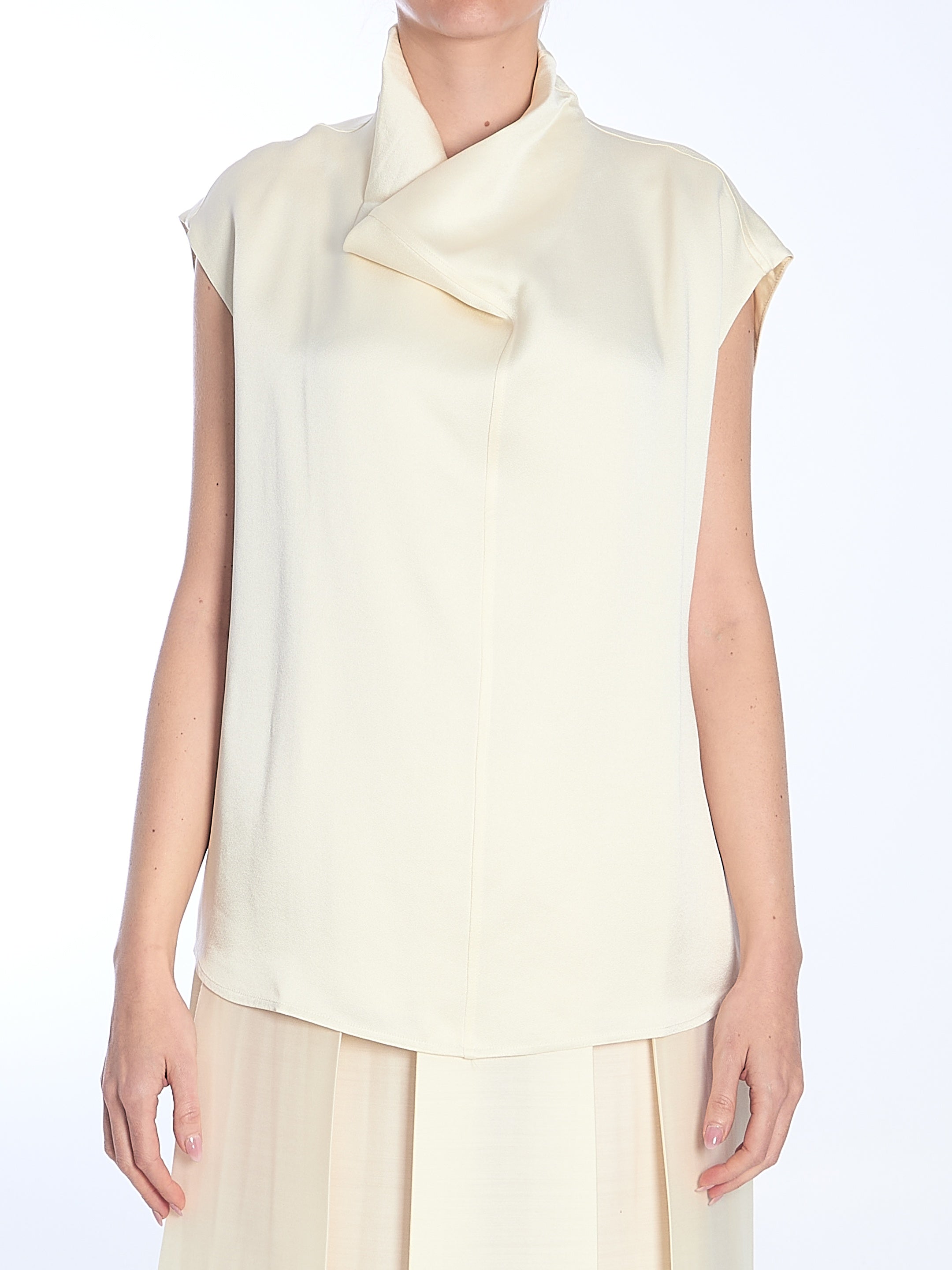 Ivory Collared Sleveless Top